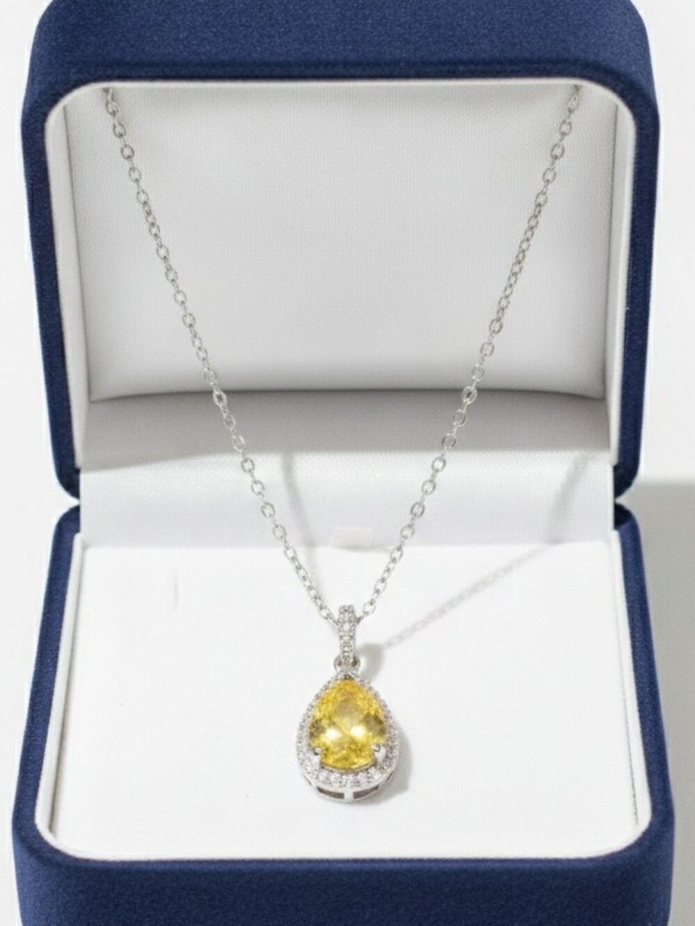 Elegant Citrine Teardrop Pendant Necklace